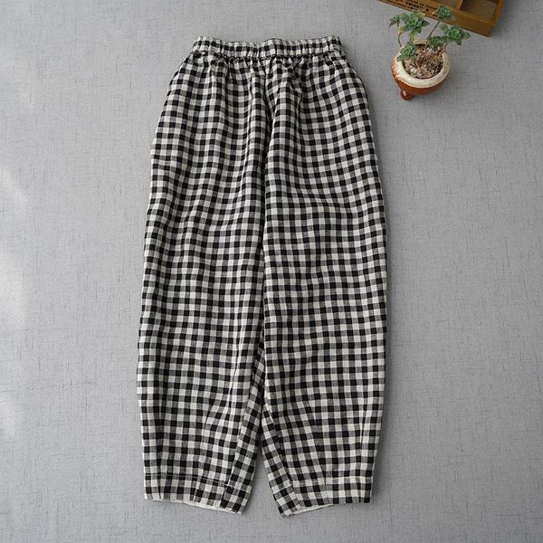 women's pants & capris summer women basic all-match loose plus size plaid comfortable breathable water washed linen trousers elastic wa, Black;white
women's pants & capris summer women basic all-match loose plus size plaid comfortable breathable water washed linen trousers elastic wa, Black;white