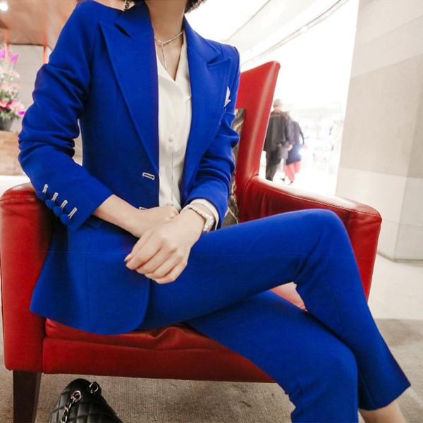 work pant suits ol 2 piece set for women business interview suit uniform slim blazer and pencil office lady blue women's two pants, White
work pant suits ol 2 piece set for women business interview suit uniform slim blazer and pencil office lady blue women's two pants, White