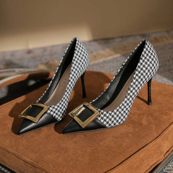 dress shoes high heels high heel's spring 2022 versatile pointed square button french thin heel women's thousand bird lattice sing, Black
dress shoes high heels high heel's spring 2022 versatile pointed square button french thin heel women's thousand bird lattice sing, Black