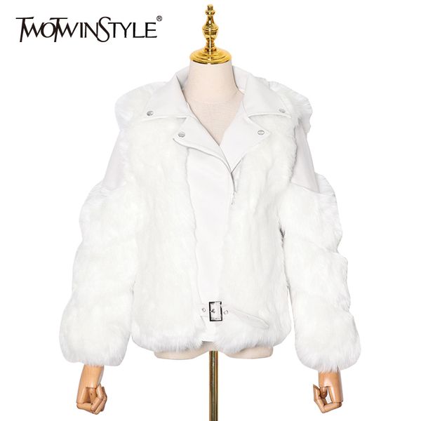 twotwinstyle korean patchwork fluff jacket for women lapel long sleeve elegant white thick jackets female fashion clothing 210517, Black;brown
twotwinstyle korean patchwork fluff jacket for women lapel long sleeve elegant white thick jackets female fashion clothing 210517, Black;brown