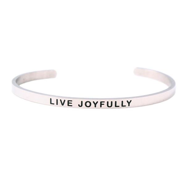 bangle 2021 stainless steel 4mm bracelet lettering live joyfully positive inspirational mantra women's gift, Black
bangle 2021 stainless steel 4mm bracelet lettering live joyfully positive inspirational mantra women's gift, Black