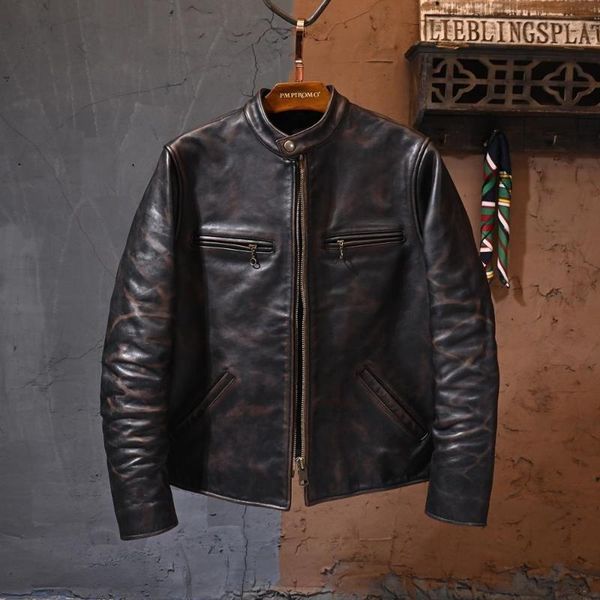 men's leather & faux vintage .super yrtea core horsehide jacket.thick hard coat.classic biker clothes, Black
men's leather & faux vintage .super yrtea core horsehide jacket.thick hard coat.classic biker clothes, Black
