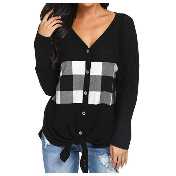 women's blouses & shirts plaid print tie hem sweatshirt long sleeve pullovers v-neck loose color block for ladies office clothes #t2, White
women's blouses & shirts plaid print tie hem sweatshirt long sleeve pullovers v-neck loose color block for ladies office clothes #t2, White