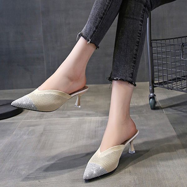 women slippers pointed toe ladies high heels summer spring shoes new knitted breathable female fashion sandals new 2021, Black
women slippers pointed toe ladies high heels summer spring shoes new knitted breathable female fashion sandals new 2021, Black