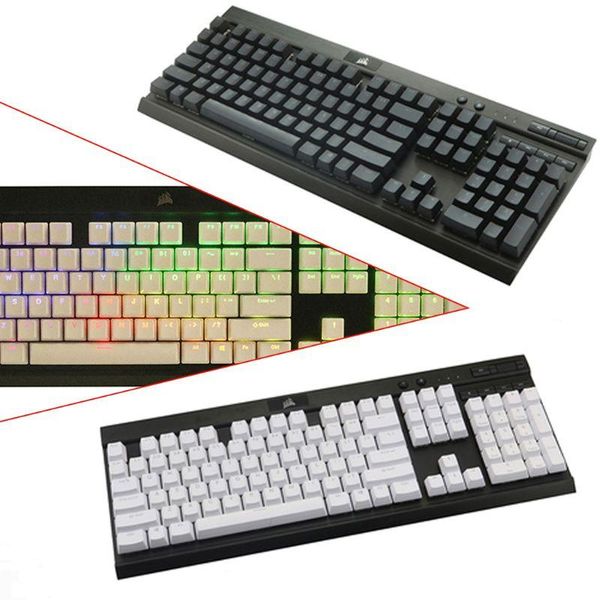 black white pbt double s backlit 104 lit shine through translucent keycaps for k70 k65 k95 rgb mechanical keyboards
black white pbt double s backlit 104 lit shine through translucent keycaps for k70 k65 k95 rgb mechanical keyboards