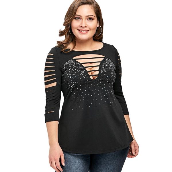 women's t-shirt wipalo spring ladies plus size 5xl ladder shredding women casual o neck 3/4 sleeves t shirt big clothing, White
women's t-shirt wipalo spring ladies plus size 5xl ladder shredding women casual o neck 3/4 sleeves t shirt big clothing, White