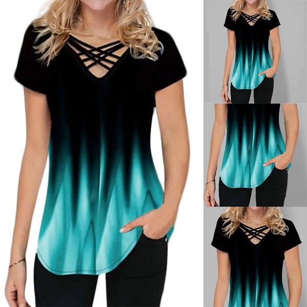 women's t-shirt gradient printing fashion casual short sleeve v-neck green, White
women's t-shirt gradient printing fashion casual short sleeve v-neck green, White