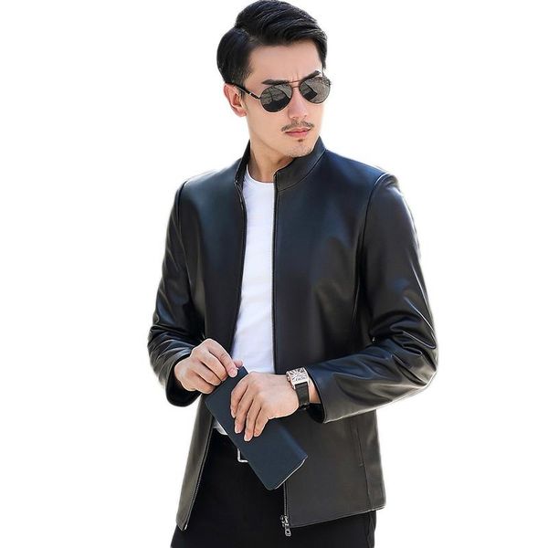 men's leather & faux men genuine jacket spring autumn sheepskin coat plus size motorcycle casaca cuero hombre 16826 kj838, Black
men's leather & faux men genuine jacket spring autumn sheepskin coat plus size motorcycle casaca cuero hombre 16826 kj838, Black