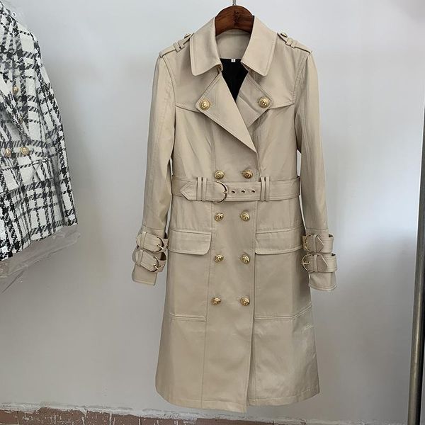 women's trench coats autumn and winter class fashion metal lion button double breasted belt long windbreaker coat, Tan;black
women's trench coats autumn and winter class fashion metal lion button double breasted belt long windbreaker coat, Tan;black