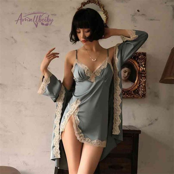 luxury sleepwear robe sets ice silk lace-up bathrobe pajama set dressing gown for women embroidery silky homewear 210924, Black;red
luxury sleepwear robe sets ice silk lace-up bathrobe pajama set dressing gown for women embroidery silky homewear 210924, Black;red