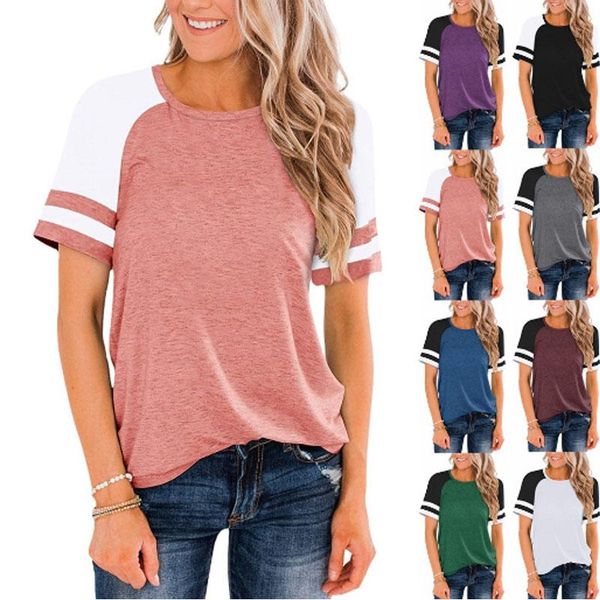 women's t-shirt summer fashion casual short-sleeved stitching large size loose o-neck female, White
women's t-shirt summer fashion casual short-sleeved stitching large size loose o-neck female, White