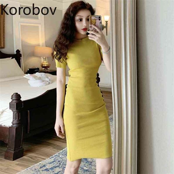 korobov vintage elegant solid women dress summer short sleeve o neck slim vestidos korean knit a line dresses women 78392 210430, Black;gray
korobov vintage elegant solid women dress summer short sleeve o neck slim vestidos korean knit a line dresses women 78392 210430, Black;gray