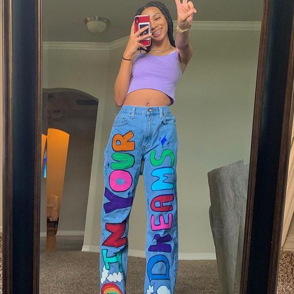 women's jeans graphics letter printed baggy women high waist wide leg punk y2k cute demin fashion streetwear girls 90s graffiti, Blue
women's jeans graphics letter printed baggy women high waist wide leg punk y2k cute demin fashion streetwear girls 90s graffiti, Blue