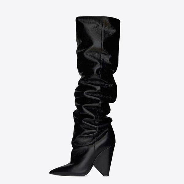 boots women slip on knee high cone heels pleated fashion ladies shoes knight shoe, Black
boots women slip on knee high cone heels pleated fashion ladies shoes knight shoe, Black