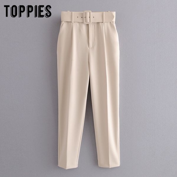 biege suit pants women high waist cargo pants belt solid color trousers joggers pantalones de mujer 210319, Black;white
biege suit pants women high waist cargo pants belt solid color trousers joggers pantalones de mujer 210319, Black;white