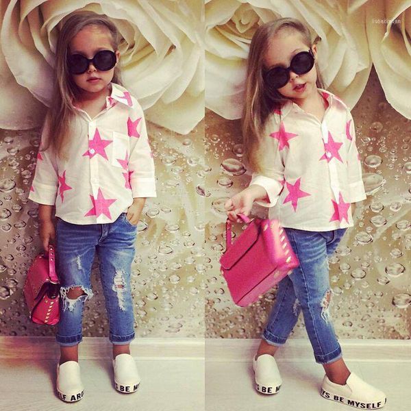 fashion style for baby girls of long sleeves shirt with stars printed+jeans pants autumn summer sets children clothes suit1, White
fashion style for baby girls of long sleeves shirt with stars printed+jeans pants autumn summer sets children clothes suit1, White