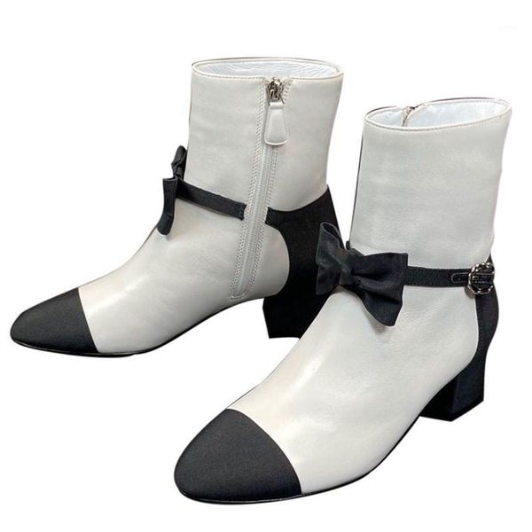 boots brand designer classic black white ankle bow knot decor buckle zipper patchwork high heel booties women shoes1
boots brand designer classic black white ankle bow knot decor buckle zipper patchwork high heel booties women shoes1