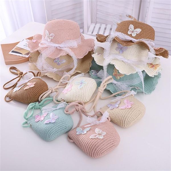 wide brim hats children sweet butterfly pattern lace tie bow sunshade hat straw beach sun and bag sets 21628, Blue;gray
wide brim hats children sweet butterfly pattern lace tie bow sunshade hat straw beach sun and bag sets 21628, Blue;gray