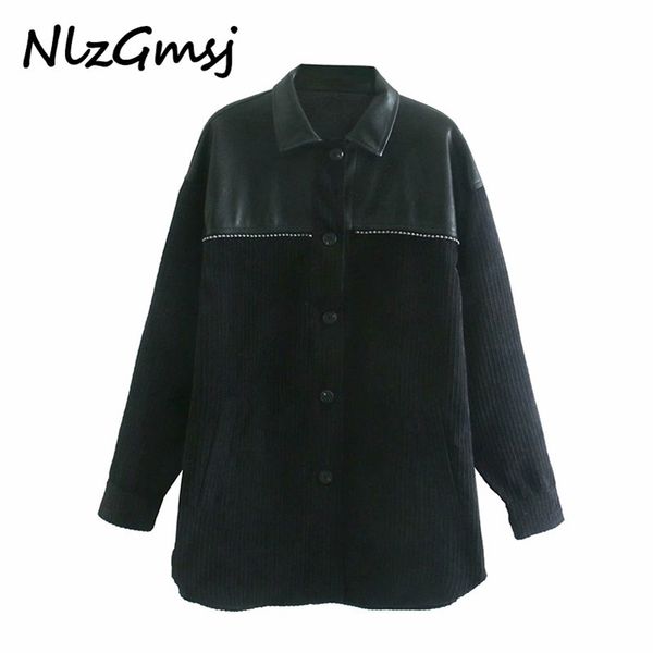 nlzgmsj women's corduroy jacket patchwork long sleeve overshirt woman autumn winter plus size black jackets coat 210628, Black;brown
nlzgmsj women's corduroy jacket patchwork long sleeve overshirt woman autumn winter plus size black jackets coat 210628, Black;brown