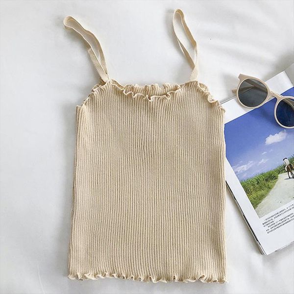 plain knitted crop summer women camis basic sleeveless, White 
plain knitted crop summer women camis basic sleeveless, White