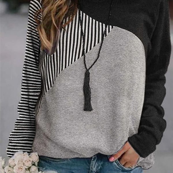 women's color blocking splicing round neck pullover long sleeve sweater for women, Black
women's color blocking splicing round neck pullover long sleeve sweater for women, Black
