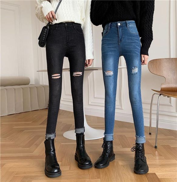 women's jeans high waist skinny women vintage distressed denim pants holes destroyed pencil casual trousers summer ripped jean, Blue
women's jeans high waist skinny women vintage distressed denim pants holes destroyed pencil casual trousers summer ripped jean, Blue