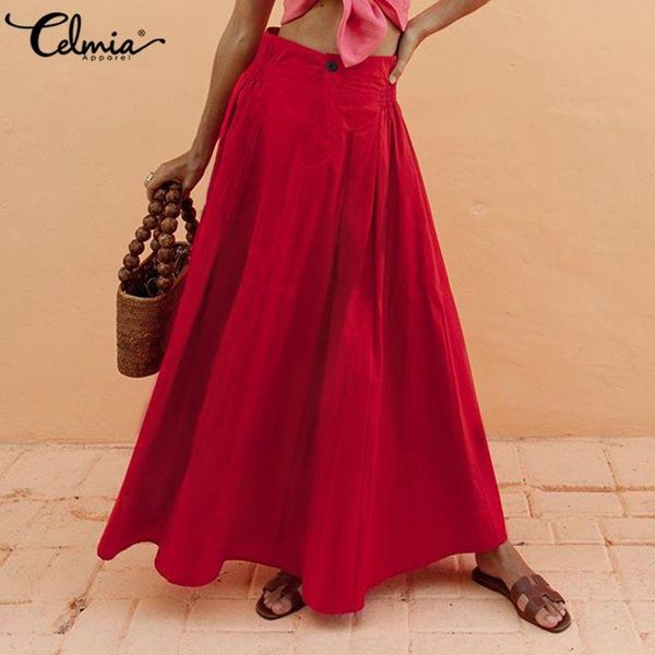 skirts women vintage maxi 2021 celmia summer high elastic waist retro casual loose solid pleated plus size femme, Black
skirts women vintage maxi 2021 celmia summer high elastic waist retro casual loose solid pleated plus size femme, Black