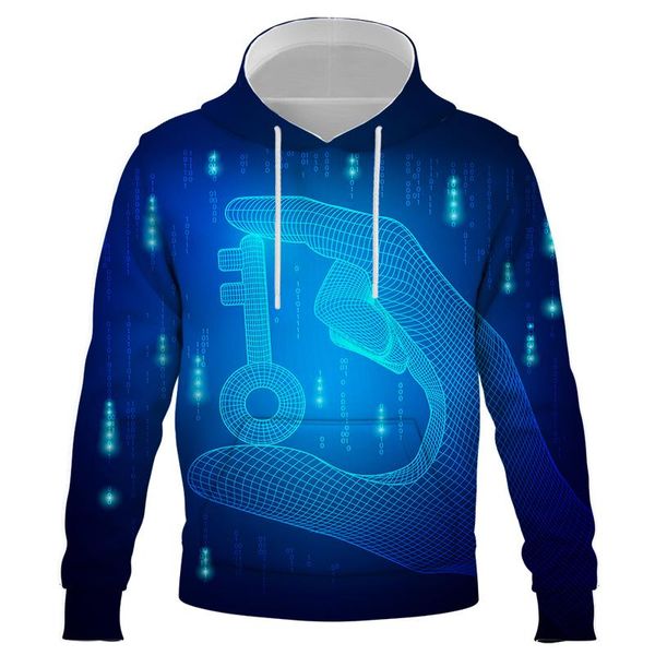 men's hoodies & sweatshirts ai intelligent image pattern 3d printed sweatshirt fashion spring autumn round neck loose hoodie men oversi, Black