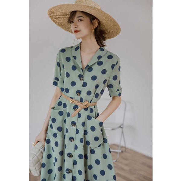2021 spring and summer green polka dot drs holiday fort french shirt elegant skirt, Black;gray
2021 spring and summer green polka dot drs holiday fort french shirt elegant skirt, Black;gray