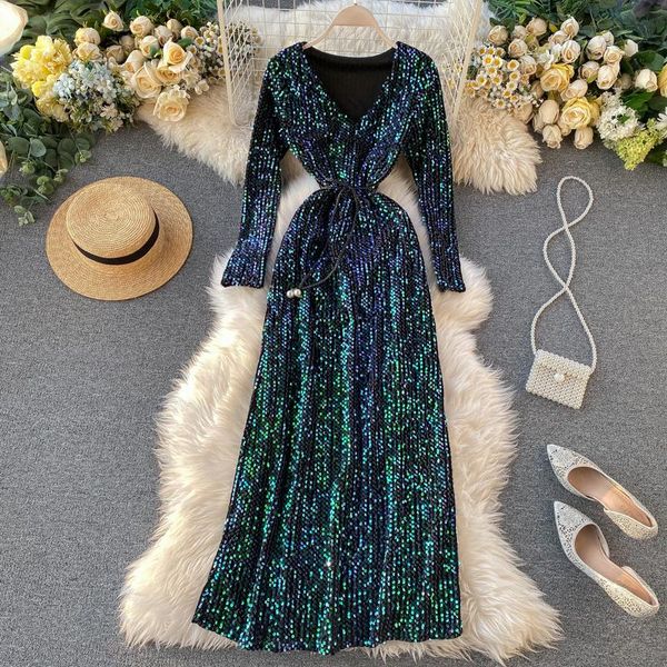 casual dresses autumn v-neck sequin dress elegant fashion high waist long women party lace-up vestido de mujer pencil luxury, Black;gray
casual dresses autumn v-neck sequin dress elegant fashion high waist long women party lace-up vestido de mujer pencil luxury, Black;gray
