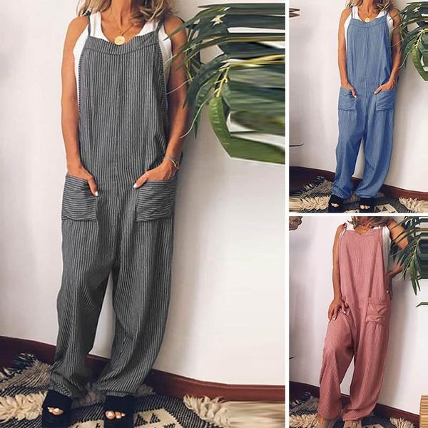 women's jumpsuits & rompers women strip sleeveless summer playuits tunic office loose casual pockets overalls cotton female 5xl, Black;white
women's jumpsuits & rompers women strip sleeveless summer playuits tunic office loose casual pockets overalls cotton female 5xl, Black;white