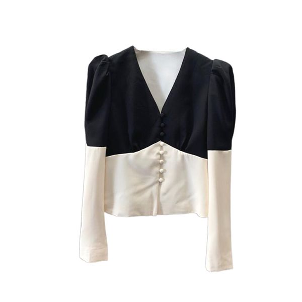 french chic contrast color long sleeve woman spring spliced buttoned blouses womens shirts elegant blusas mujer 210514, White
french chic contrast color long sleeve woman spring spliced buttoned blouses womens shirts elegant blusas mujer 210514, White