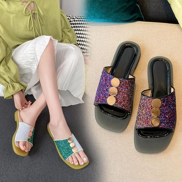 slippers ymechic fashion 2021 summer bling slides women gradual color sequins button decor flat heel ladies outdoor party shoes, Black
slippers ymechic fashion 2021 summer bling slides women gradual color sequins button decor flat heel ladies outdoor party shoes, Black