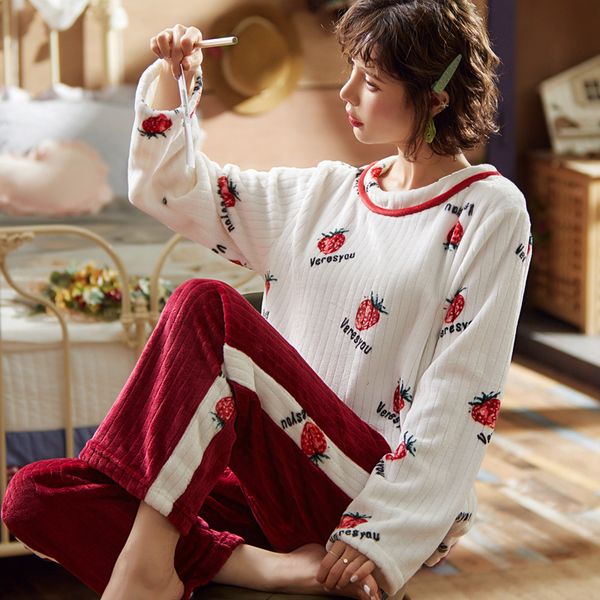 2021new autumn warm women pajamas sets sleepwear flannel long sleeves pajamas for women sleepwear cute animal female homewear, Black;red
2021new autumn warm women pajamas sets sleepwear flannel long sleeves pajamas for women sleepwear cute animal female homewear, Black;red