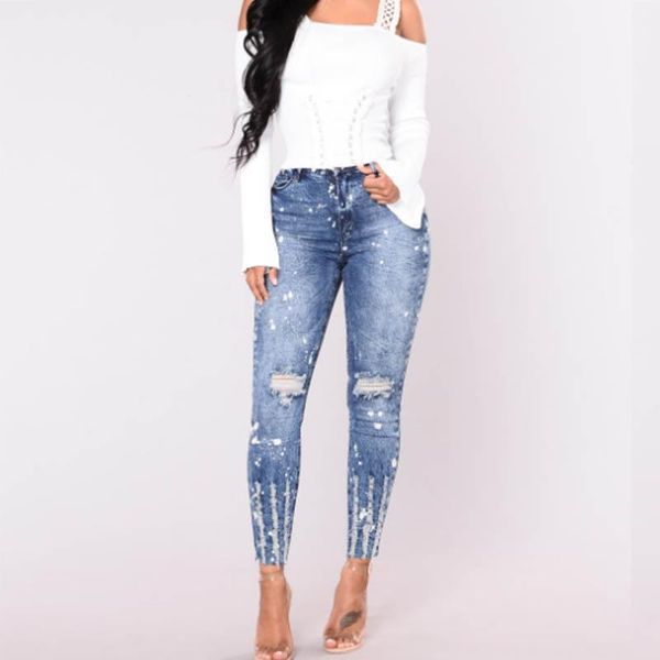 women's jeans weweya size 3 xl winter spring for women ripped high waist pencil female skinny pants, Blue
women's jeans weweya size 3 xl winter spring for women ripped high waist pencil female skinny pants, Blue
