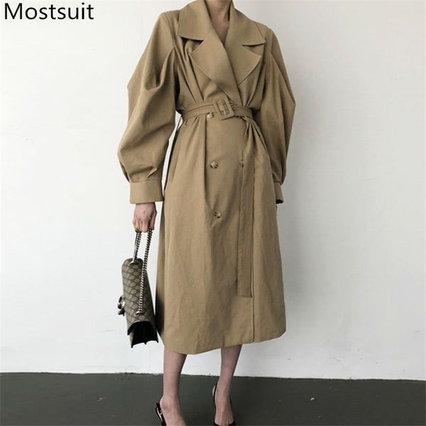 autumn korean elegant women long trench coat with sashes double-breasted sleeve overcoat vintage fashion outercoats 210518, Tan;black
autumn korean elegant women long trench coat with sashes double-breasted sleeve overcoat vintage fashion outercoats 210518, Tan;black