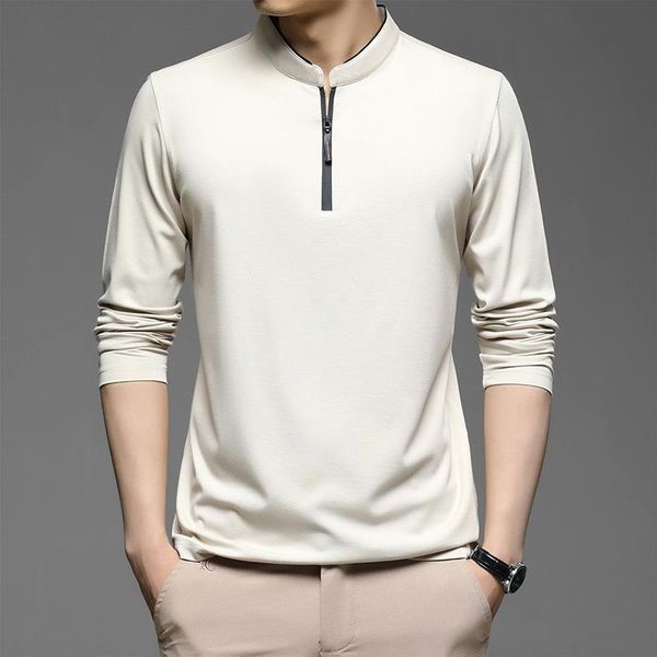 men's casual shirts zipper men cotton solid color full sleeve tee shirt slim fit camisa, White;black
men's casual shirts zipper men cotton solid color full sleeve tee shirt slim fit camisa, White;black