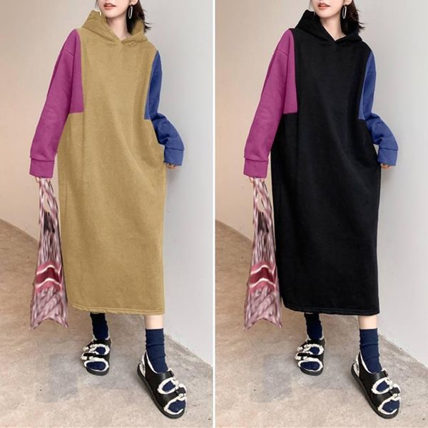 women's 2021 autumn hooded dress celmia casual loose hoodies midi dresses long sleeve contrast stitching sweatshirt vestidos, Black;gray
women's 2021 autumn hooded dress celmia casual loose hoodies midi dresses long sleeve contrast stitching sweatshirt vestidos, Black;gray