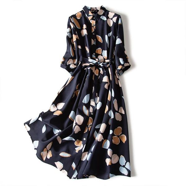 casual dresses mid-calf print three-quarter sleeve office lady women's dress, Black;gray
casual dresses mid-calf print three-quarter sleeve office lady women's dress, Black;gray