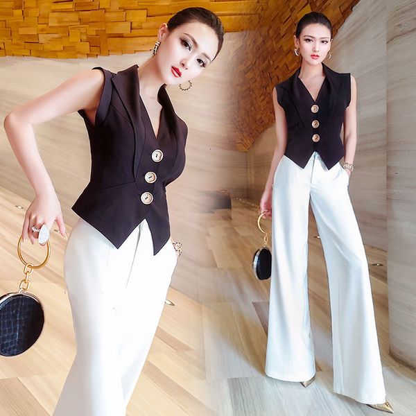 women new 2021 summer v-neck sleeveless slim vest high waist wide leg pant female suit office lady elegant 2pcs set a839wn0h, White
women new 2021 summer v-neck sleeveless slim vest high waist wide leg pant female suit office lady elegant 2pcs set a839wn0h, White