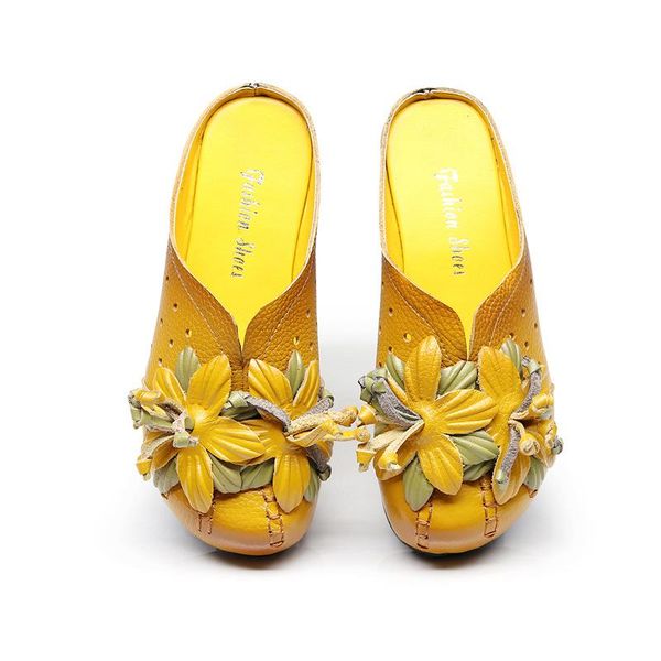 slippers 2021 summer genuine leather women cover toes handmade flower vintage style slides flat with shoes 3852, Black
slippers 2021 summer genuine leather women cover toes handmade flower vintage style slides flat with shoes 3852, Black
