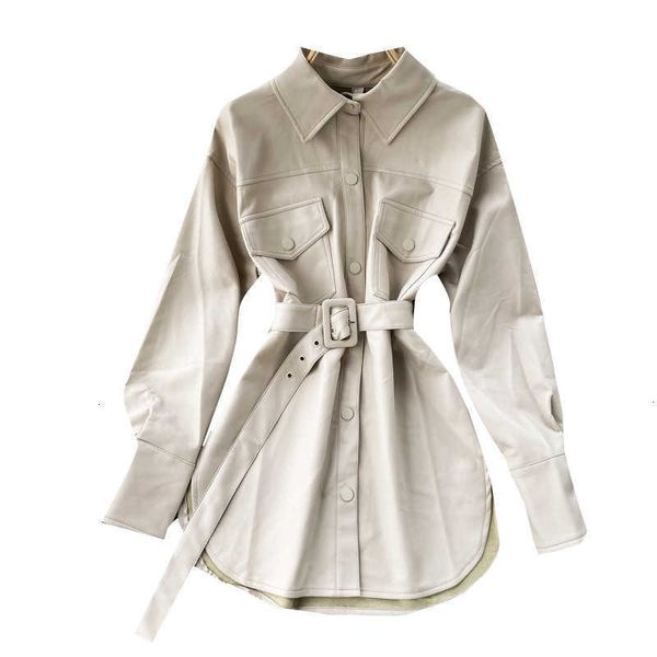 women's blouses & shirts spring fashion pu leather jacket women mid-length long-sleeve korean wild slim windbreaker blou horj, White
women's blouses & shirts spring fashion pu leather jacket women mid-length long-sleeve korean wild slim windbreaker blou horj, White
