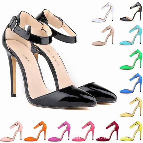 dress shoes arrival occupation concise solid patent leather shallow sandals women pointed toe 11cm thin high heels buckle strap, Black
dress shoes arrival occupation concise solid patent leather shallow sandals women pointed toe 11cm thin high heels buckle strap, Black