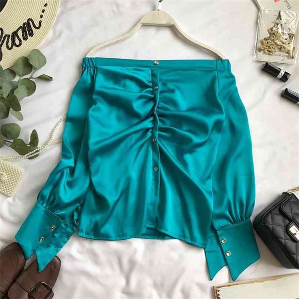 spring winter slash neck casual shirt women pleat single breasted long sleeve plain satin elegant blouse g289 210527, White
spring winter slash neck casual shirt women pleat single breasted long sleeve plain satin elegant blouse g289 210527, White
