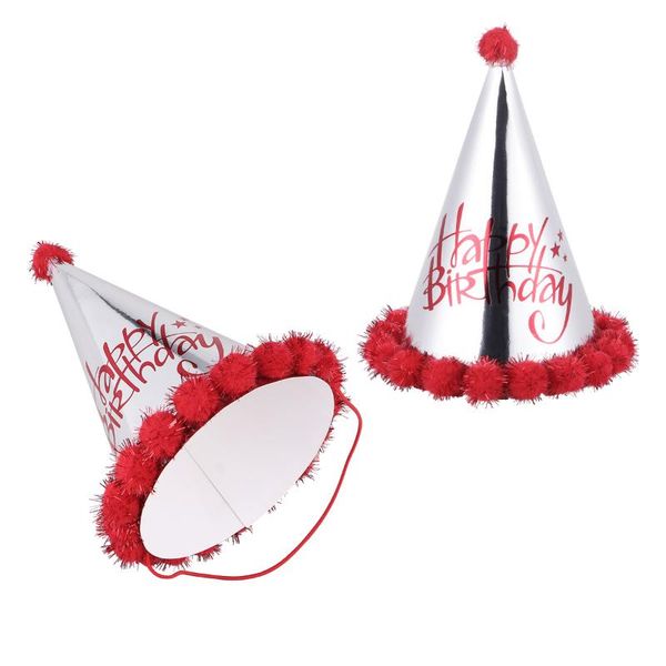 party hats 5pcs red cone shape pompon shiny paper birthday letter printing design hat decorations
party hats 5pcs red cone shape pompon shiny paper birthday letter printing design hat decorations
