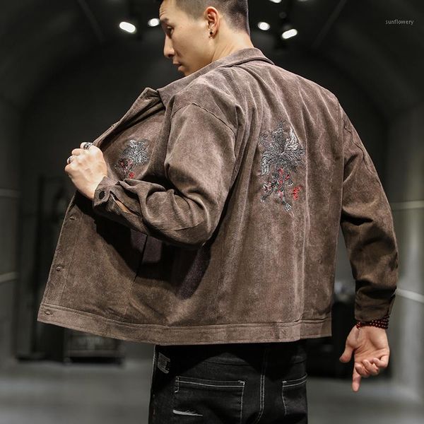 men's jackets chinese style corduroy embroidered jacket retro loose casual autumn coat tide, Black;brown
men's jackets chinese style corduroy embroidered jacket retro loose casual autumn coat tide, Black;brown