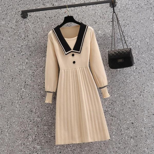 casual dresses elegant knitted dress 2021 autumn and winter waist slimming doll collar sweater pleated skirt fashionable women's clothi, Black;gray
casual dresses elegant knitted dress 2021 autumn and winter waist slimming doll collar sweater pleated skirt fashionable women's clothi, Black;gray