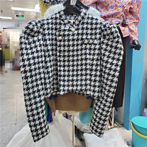 women's jackets seebeautiful plaid loose jacket coat stand collar puff sleeve single breasted fashion 2021 autumn winter women g725, Black;brown
women's jackets seebeautiful plaid loose jacket coat stand collar puff sleeve single breasted fashion 2021 autumn winter women g725, Black;brown