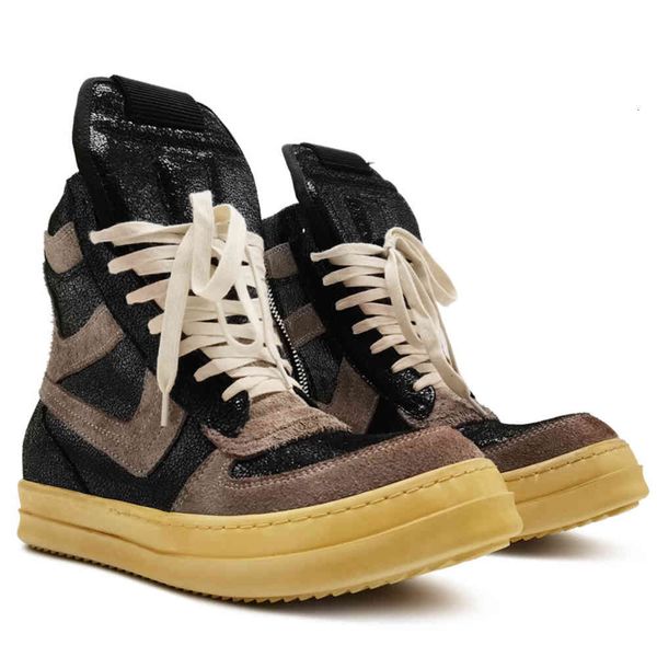 ro old big hook stitching leather side zipper round head lace up high men's board shoes fashion, Black
ro old big hook stitching leather side zipper round head lace up high men's board shoes fashion, Black