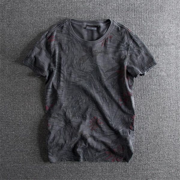 heavy weight men's t-shirt vintage beach style leaf print trendy distressed slim fit youth washing o-neck short sleeve tees t-shirts, White;black
heavy weight men's t-shirt vintage beach style leaf print trendy distressed slim fit youth washing o-neck short sleeve tees t-shirts, White;black